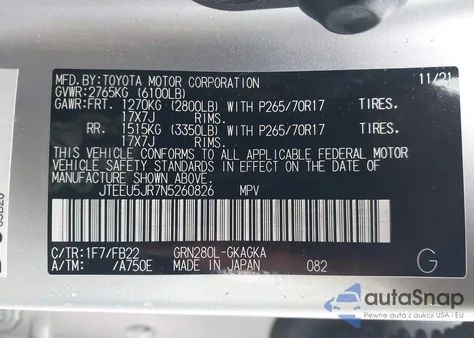 2022 Toyota 4Runner Sr5 from USA, damaged, VIN JTEEU5JR7N5260826